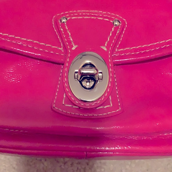 Coach Pink Patent Leather Turn Lock Penny Flap Bag - Picture 8 of 10